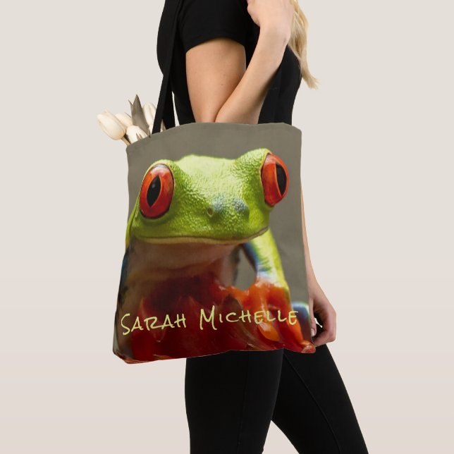 Tote Bag Nom personnalisé de la grenouille d'arbre (De près)