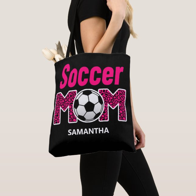 Tote Bag Nom personnalisé de la maman de football personnal (De près)