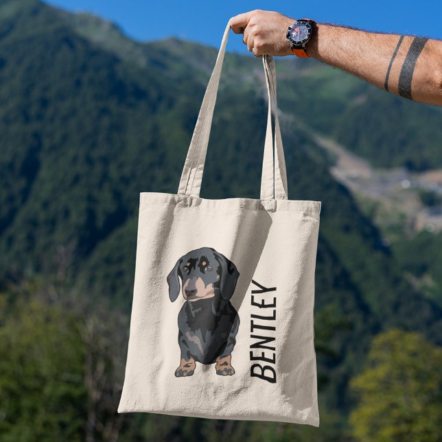 Tote Bag Nom personnalisé de l'animal de compagnie Dachshun (Créateur téléchargé)