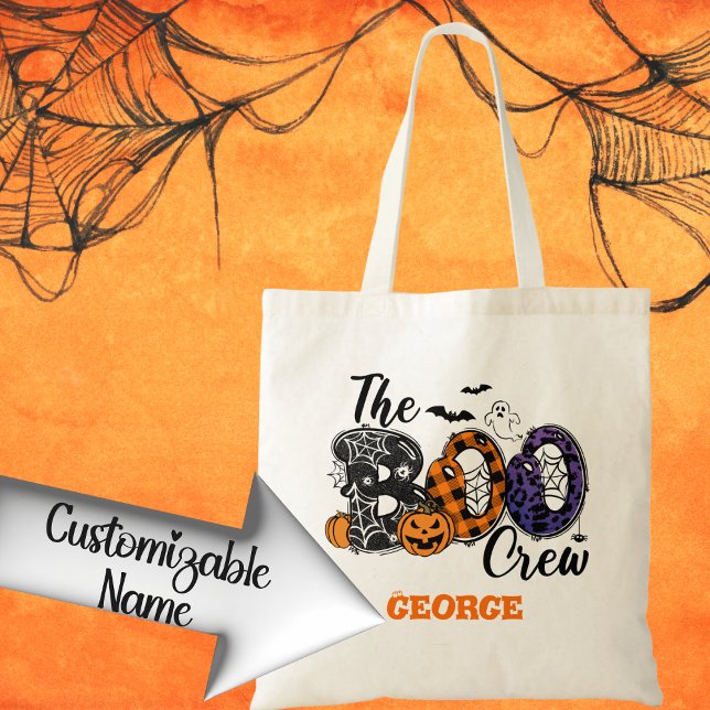 Tote Bag Nom personnalisé de l'équipe de boo Halloween Tric (Créateur téléchargé)