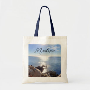 Tote Bag Nom personnalisé de l'océan bleu étincelant