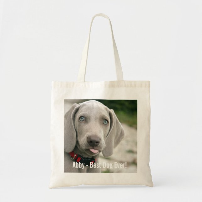 Tote Bag Nom personnalisé de photo de chien de Weimaraner (Devant)