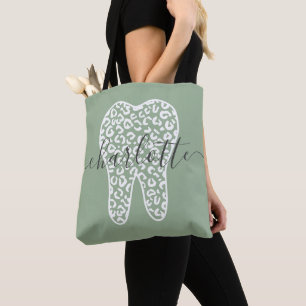 Tote Bag Nom personnalisé Dental Empreinte de léopard Doth 
