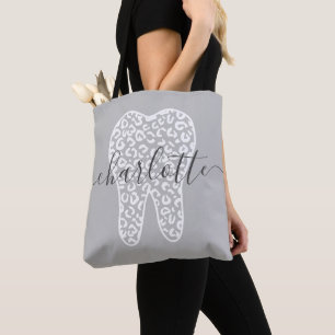 Tote Bag Nom personnalisé Dental Empreinte de léopard Doth