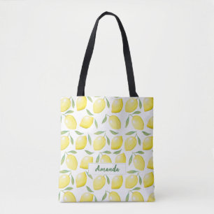 Tote Bag Nom personnalisé des citrons jaunes
