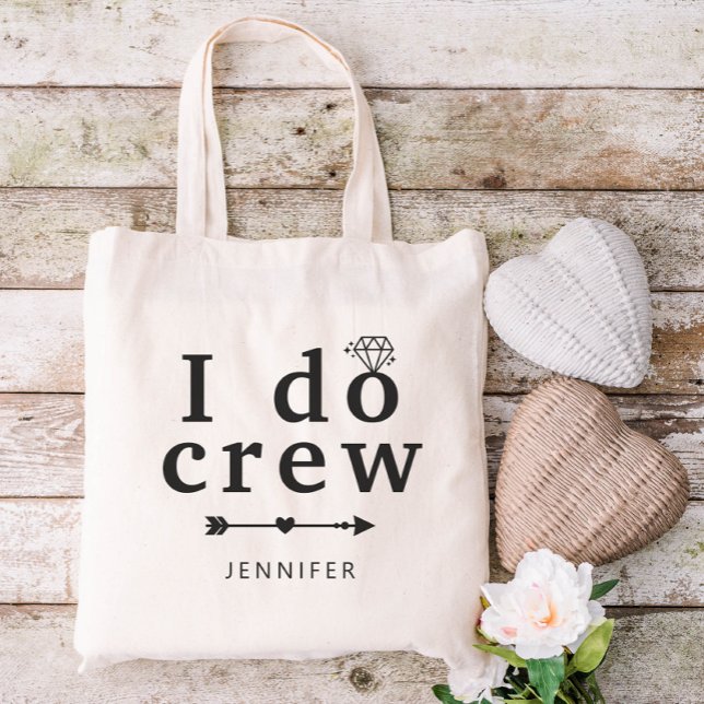 Tote Bag Nom personnalisé Diamond I Do Crew Mariage (Créateur téléchargé)