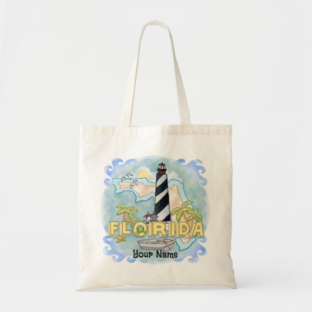 Tote Bag nom personnalisé du phare de Floride (Devant)