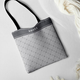 Tote Bag Nom personnalisé Elegant Chic Classic Clé Motif de