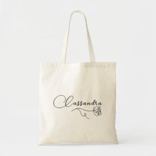Tote Bag Nom personnalisé élégant minimaliste écriture rose