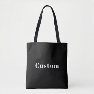 Tote Bag Nom personnalisé élégant ou autre texte   Noir & B