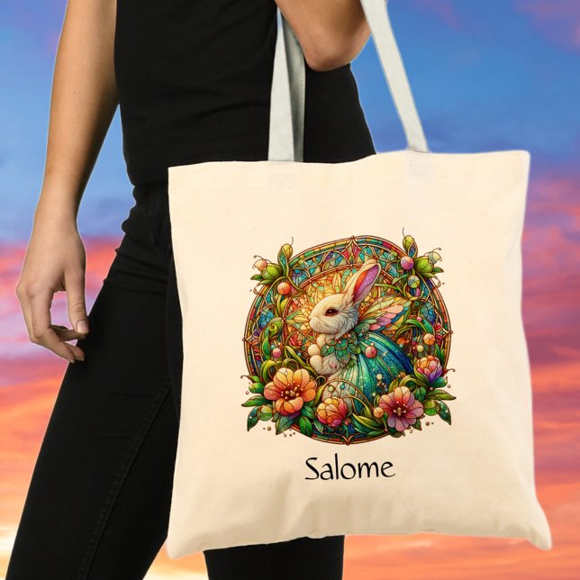 Tote Bag Nom personnalisé Élégante Princesse Lapin de Pâque (Créateur téléchargé)