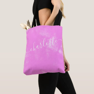 Tote Bag Nom personnalisé esthétique grunge rose mignon