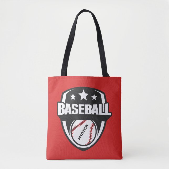 Tote Bag Nom personnalisé et base-ball couleur (Devant)