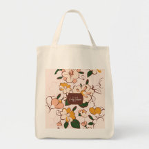 Nom personnalisé Fleur Crème Floral Rétro Botaniqu