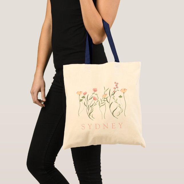 Tote Bag Nom personnalisé fleur sauvage (Devant (produit))