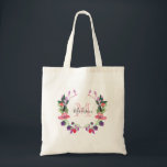 Tote Bag Nom personnalisé floral de monogramme<br><div class="desc">Ce sac fourre-tout nommé décoré d'un monogramme girly floral est parfait pour l'école,  les achats ou la plage !</div>