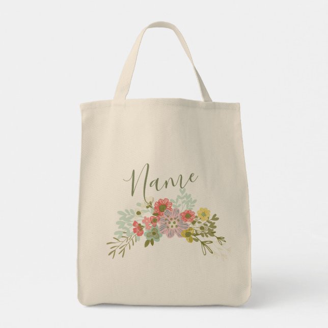 Tote Bag Nom personnalisé Floral Garden Ladies Femmes Fourr (Dos)