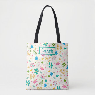 Tote Bag Nom personnalisé floral personnalisé