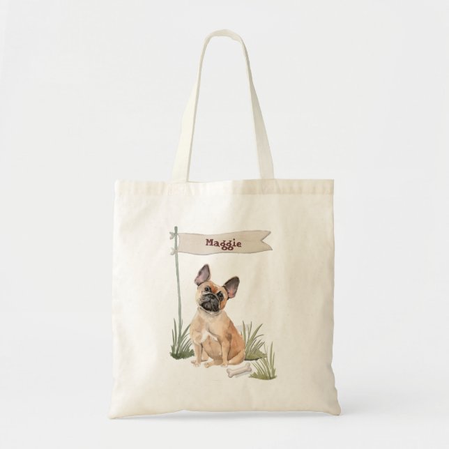 Tote Bag Nom personnalisé French Bulldog Pet Chien (Devant)