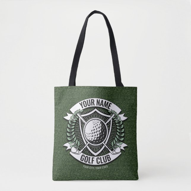Tote Bag NOM personnalisé Golfer Golf Club Turf Clubhouse (Devant)