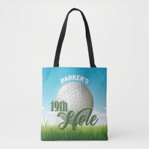 Tote Bag NOM personnalisé Golfer Golf Pro Ball 19th Hole