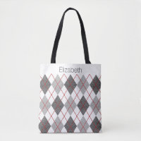 Nom personnalisé gris blanc noir Jacquard rouge