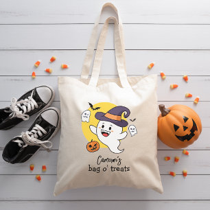 Tote Bag Nom personnalisé Halloween Tricoter ou traiter le