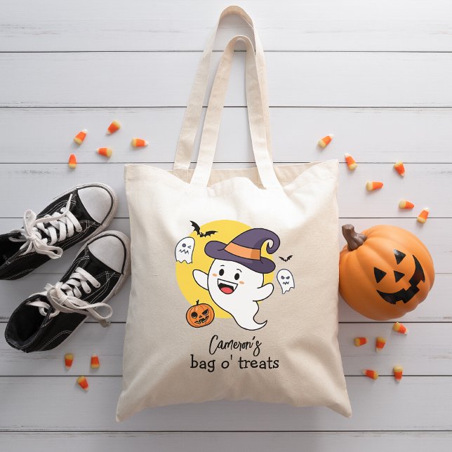 Tote Bag Nom personnalisé Halloween Tricoter ou traiter le  (Créateur téléchargé)