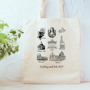 Tote Bag Nom personnalisé Italie Tournée Cadeau Vintage