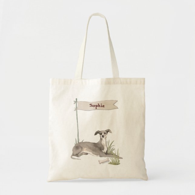 Tote Bag Nom personnalisé Italien Greyhound Animal Chien (Devant)