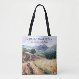 Tote Bag Nom personnalisé Maman Citation Aquarelle Chic Ble