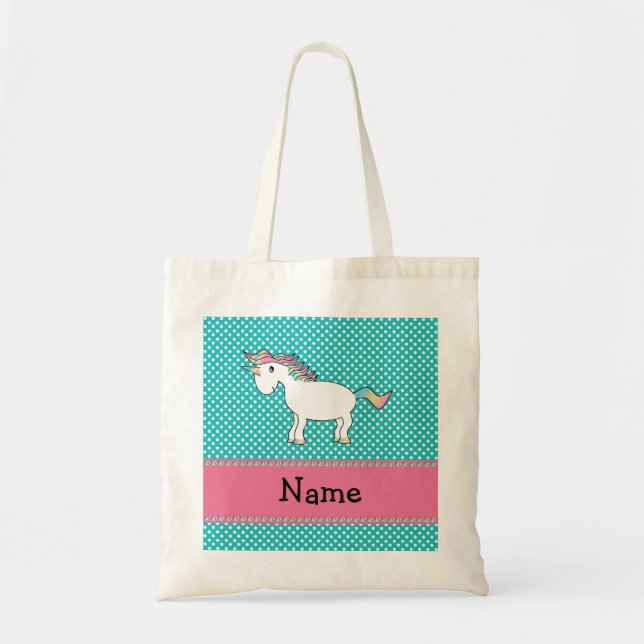 Tote Bag Nom personnalisé mignon licorne (Devant)