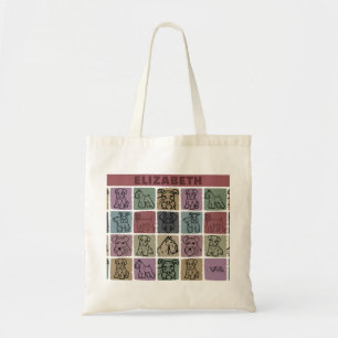 Tote Bag Nom personnalisé Miniature Schnauzer Rétro Art Cad