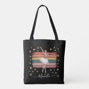 Tote Bag Nom personnalisé moderne Ballet Ballerina noir