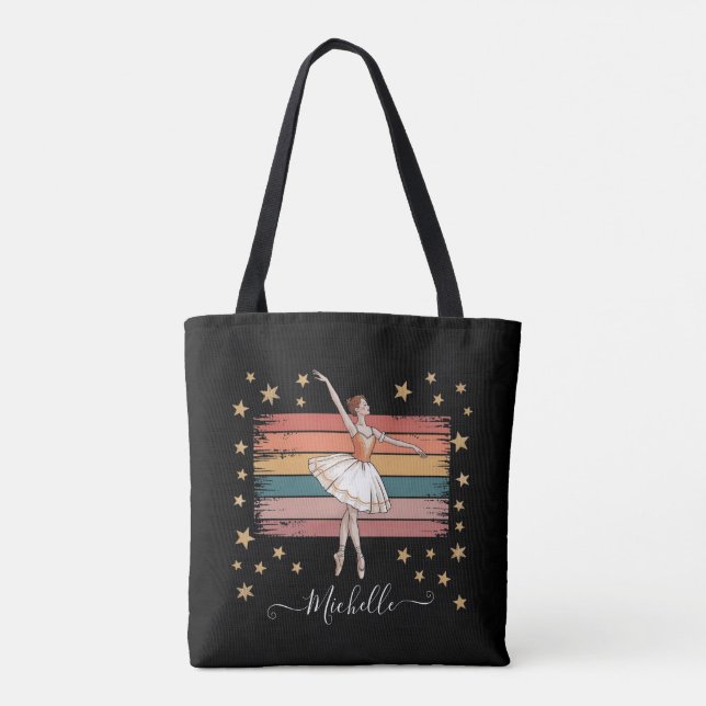 Tote Bag Nom personnalisé moderne Ballet Ballerina noir (Dos)