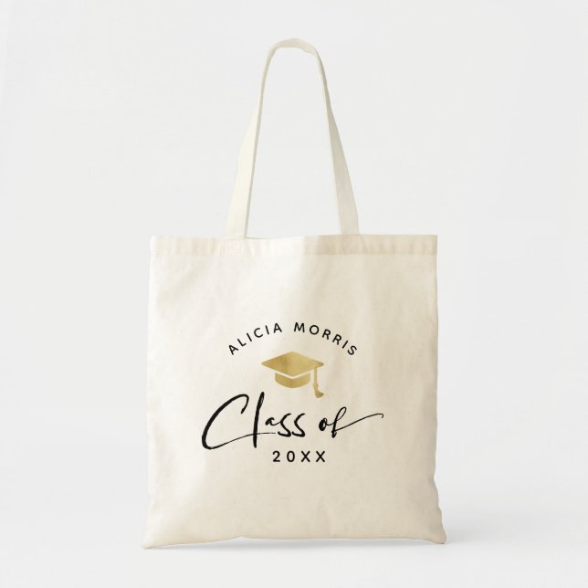 Tote Bag Nom personnalisé moderne Graduation Script tendanc (Devant)