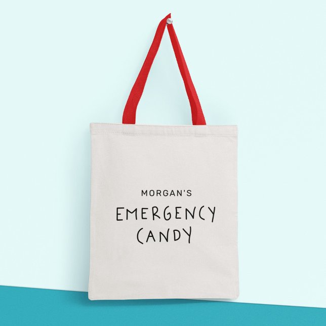 Tote Bag Nom personnalisé moderne mignon bonbon d'urgence (Créateur téléchargé)