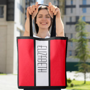 Tote Bag Nom personnalisé monogramme avec blocs de couleur 