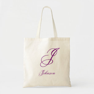 Tote Bag Nom personnalisé monogramme lavande violet lavande