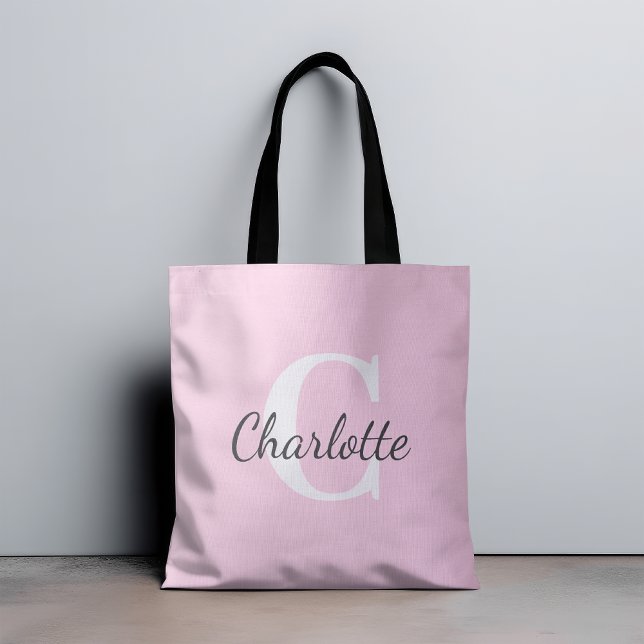 Tote Bag Nom personnalisé Monogramme minimaliste personnali (Créateur téléchargé)