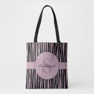 Tote Bag Nom personnalisé Monogramme Zebra stripes motif