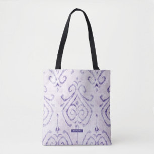 Tote Bag Nom personnalisé motif Ikat violet Demoiselle d'ho