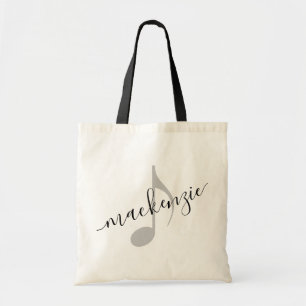 Tote Bag Nom personnalisé Music Note Noir