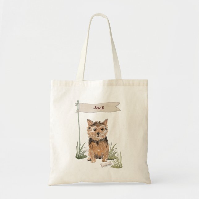 Tote Bag Nom personnalisé Norfolk Terrier chien animal de c (Devant)