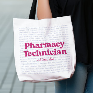 Tote Bag Nom personnalisé Pharmacy Technicien Typographie M