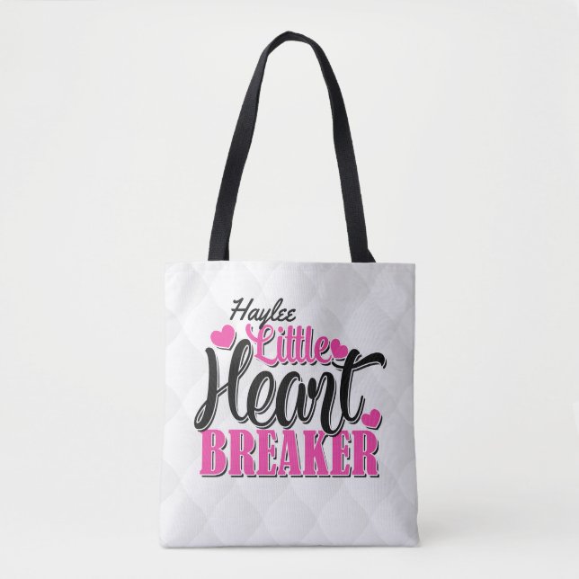 Tote Bag Nom personnalisé Pink Little Heart Breaker (Devant)