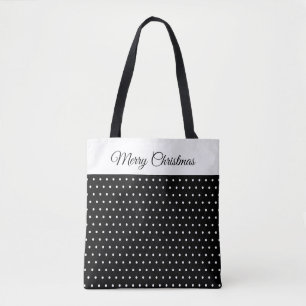 Tote Bag Nom personnalisé Point Polka noir et blanc