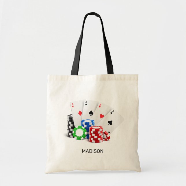 Tote Bag Nom personnalisé Poker / Casino (Devant)