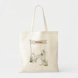 Tote Bag Nom personnalisé Poodle blanc chien animal