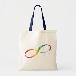 Tote Bag Nom personnalisé Rainbow Infinity